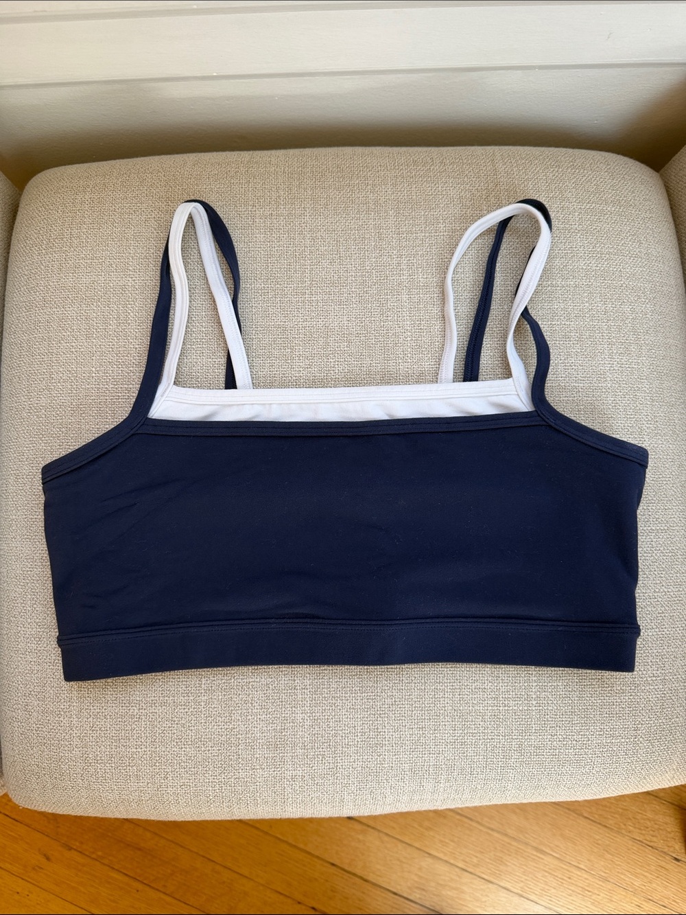 Navy and White Seamless Sport Bralette